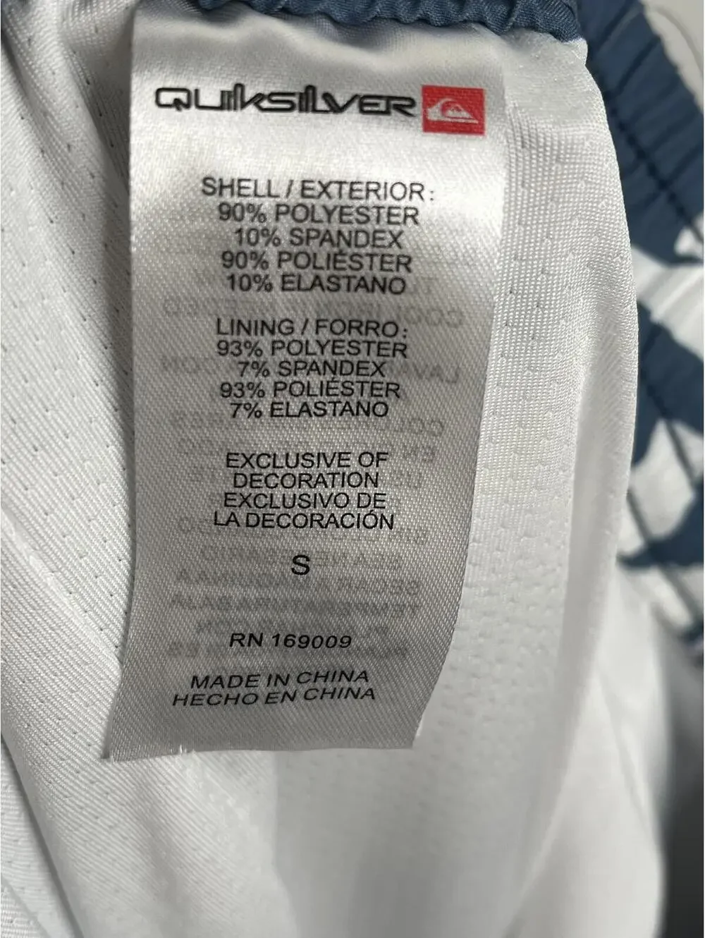 NWOT Quiksilver Men's Blue/White Swim Trunks Size Small